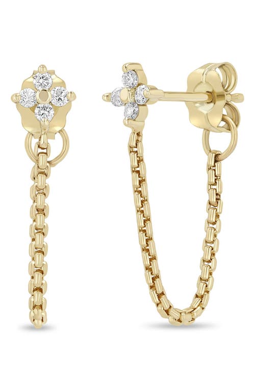 Zoë Chicco Diamond Quad Chain Drop Earrings In Gold