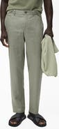 MANGO Slim Fit Flat Front Linen Pants