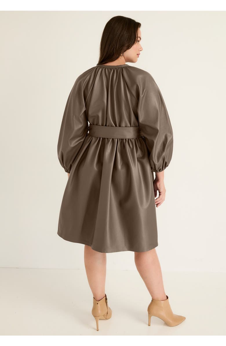 June + Vie Faux Leather Dress, Alternate, color, Cocoa