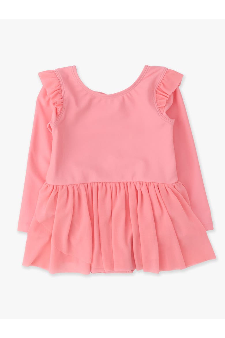 Flutter Long Sleeve Leotard, Main, color, Bubblegum Pink