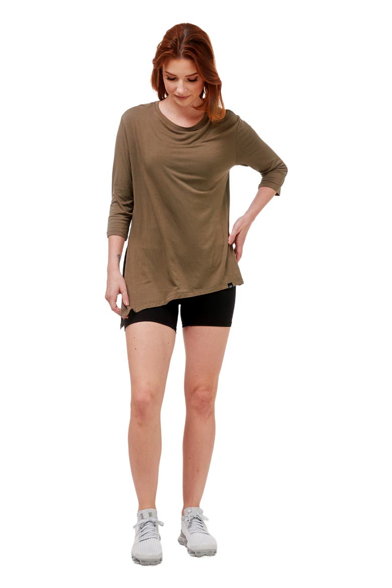 Anen Side Tie 3/4 Sleeve Top, Main, color, Army Sage