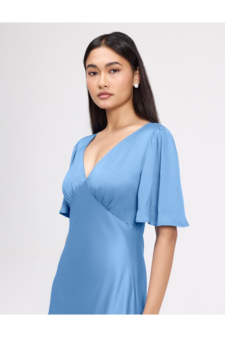 Arabella Angel Sleeve Satin Maxi Dress, Alternate, color, Chambray Blue