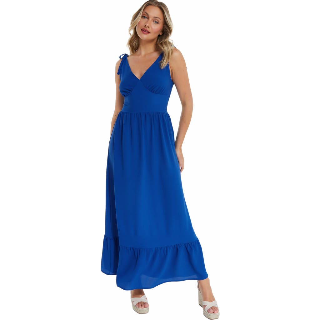 QUIZ Bubble Crepe Tie Detail Maxi Dress in Blue  product