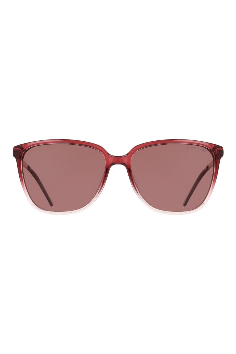 57mm Square Sunglasses, Main, color, MERLOT GRADIENT