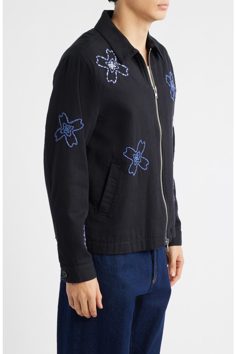 Eldon Floral Cotton Twill Jacket, Alternate, color, BLACK