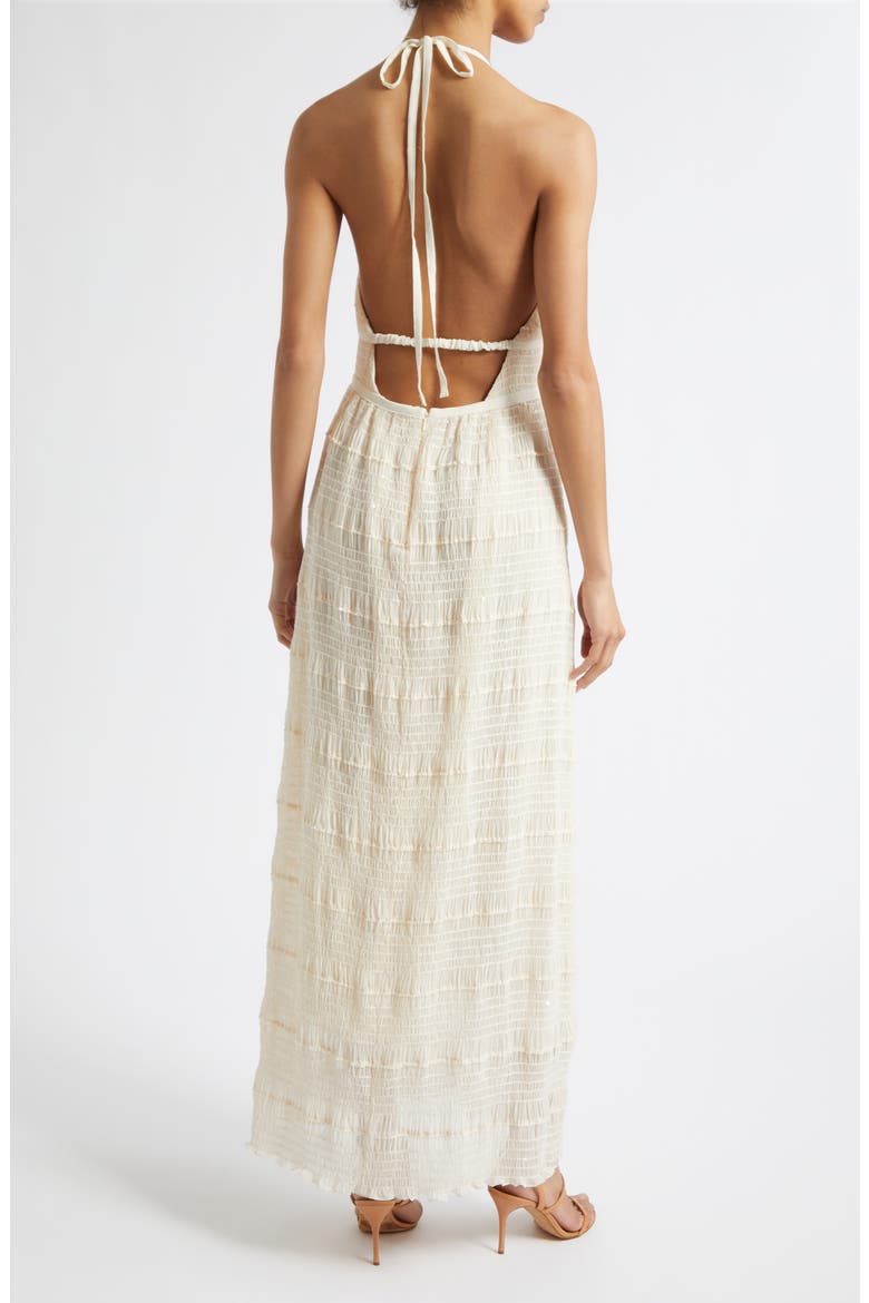 Hazel Halter Dress, Alternate, color, BONE CHIFFON