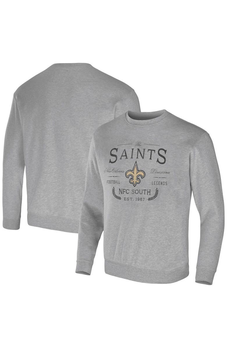 NFL X DARIUS RUCKER Men's NFL x Darius Rucker Collection by Fanatics Heather Gray New Orleans Saints Pullover Sweatshirt, Alternate, color, 