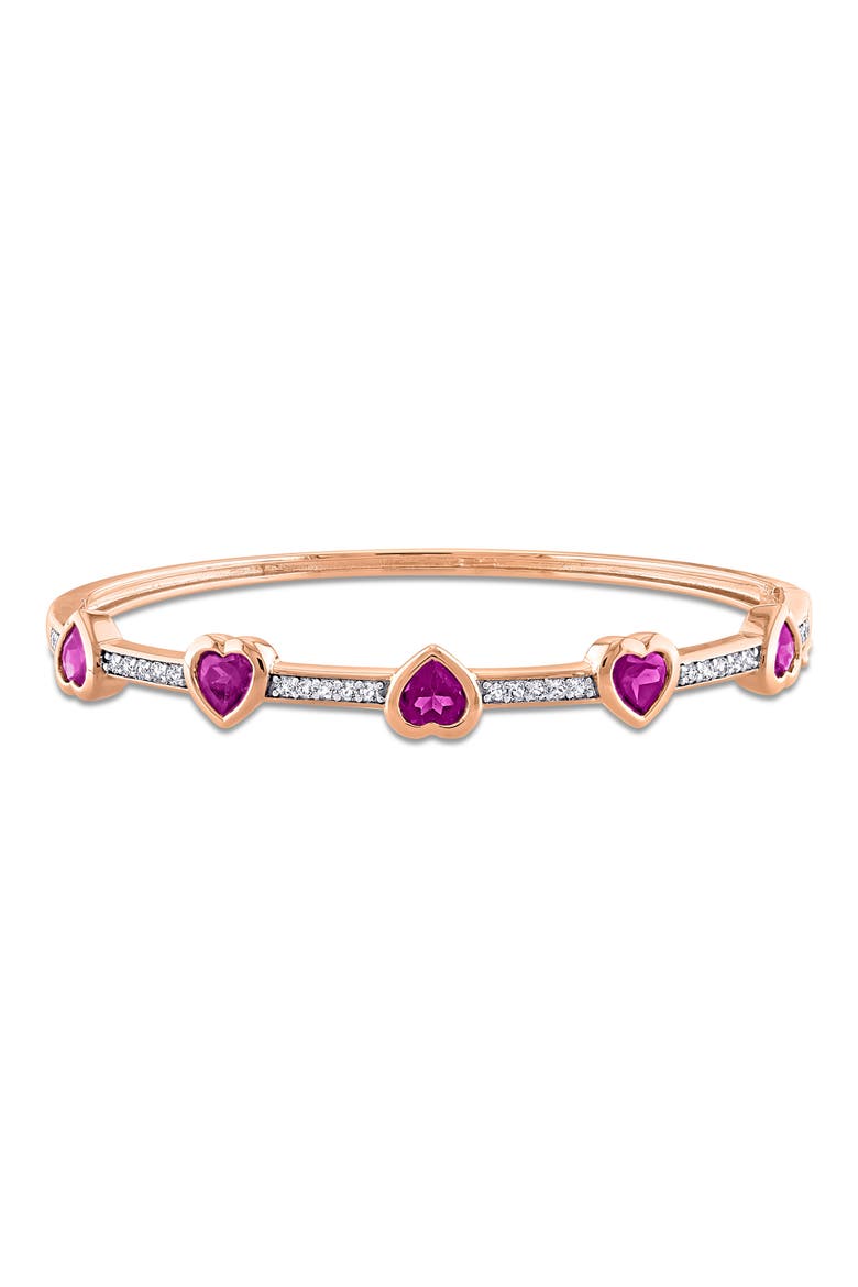 Sterling Silver Rhodolite Garnet Heart Bangle, Main, color, RED
