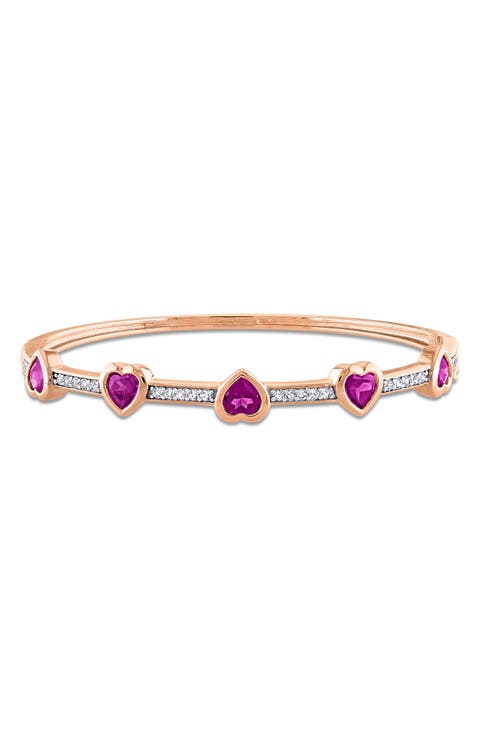 Sterling Silver Rhodolite Garnet Heart Bangle