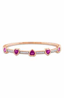 Sterling Silver Rhodolite Garnet Heart Bangle