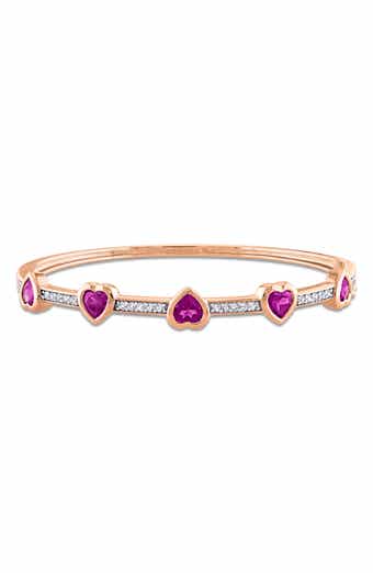 Sterling Silver Rhodolite Garnet Heart Bangle