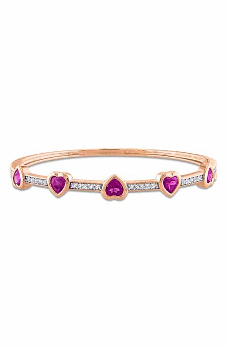 Sterling Silver Rhodolite Garnet Heart Bangle