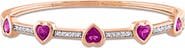 DELMAR Sterling Silver Rhodolite Garnet Heart Bangle