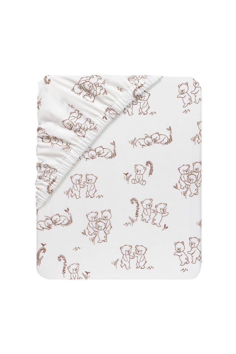 Blue Patchwork Breathable Cotton Fitted Crib/Toddler Sheet, Alternate, color, White