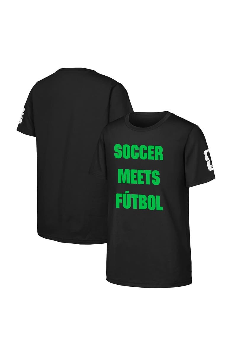 Outerstuff Men's Black FIFA World Cup 2026 Soccer Meets Futbol T-Shirt, Main, color, Black