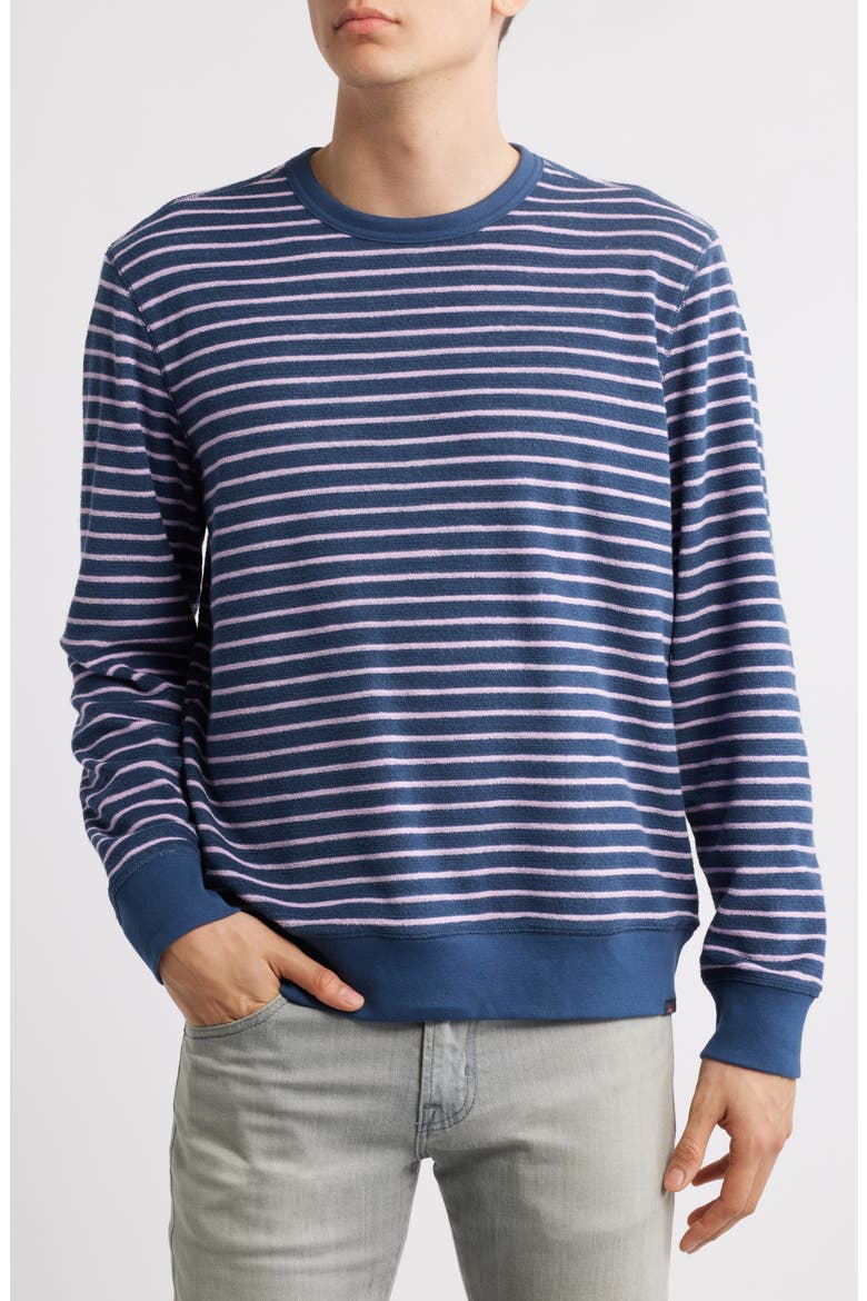 Cabana French Terry Crewneck Sweatshirt, Main, color, NAVY LILAC BRETON STRIPE