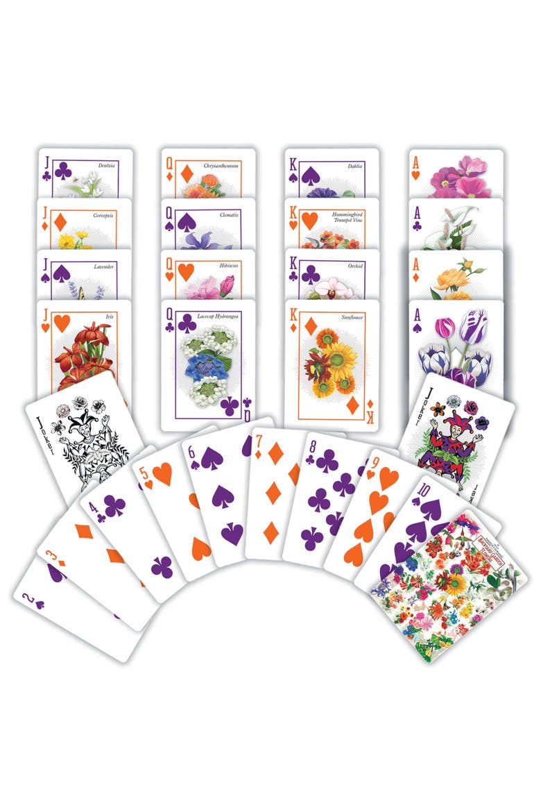 Backyard Garden Flowers Playing Cards, Alternate, color, Multicolor