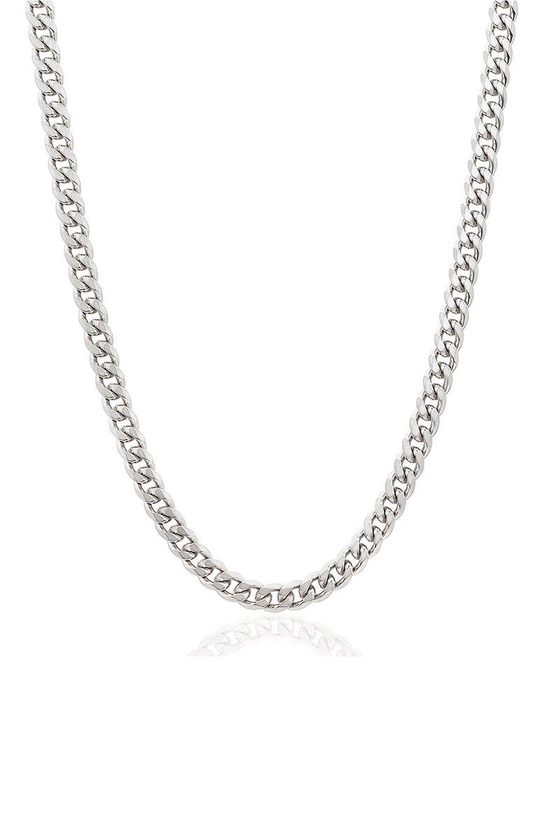 Mens' 6mm Curb Link Chain Necklace, Main, color, SILVER
