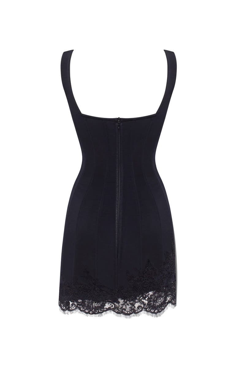 Milla Sultry Corset Mini Dress With Lace Hem, Alternate, color, Black