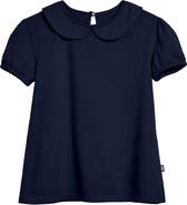 CITY THREADS Girls Soft 100% Cotton Jersey Peter Pan Collar Short Sleeve Puff Tee