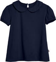 CITY THREADS Girls Soft 100% Cotton Jersey Peter Pan Collar Short Sleeve Puff Tee