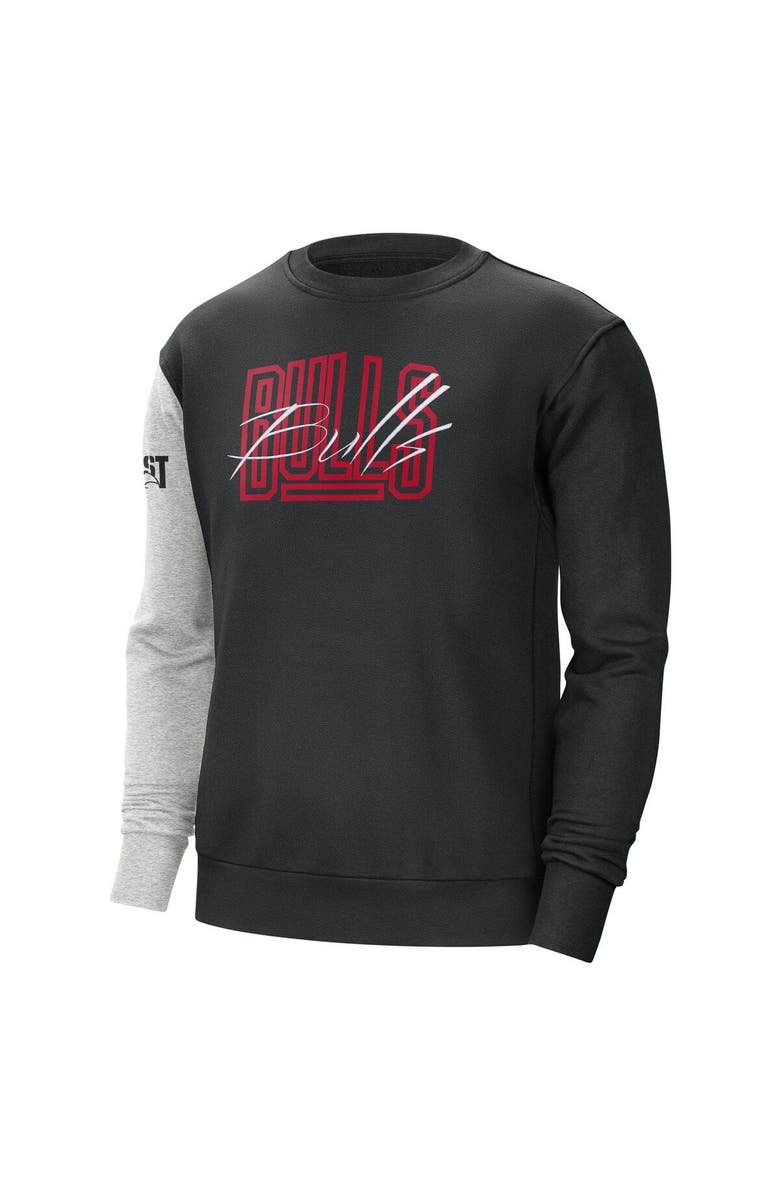 Nike Men's Nike Black/Heather Gray Chicago Bulls Courtside Versus Force & Flight Pullover Sweatshirt, Alternate, color, Black