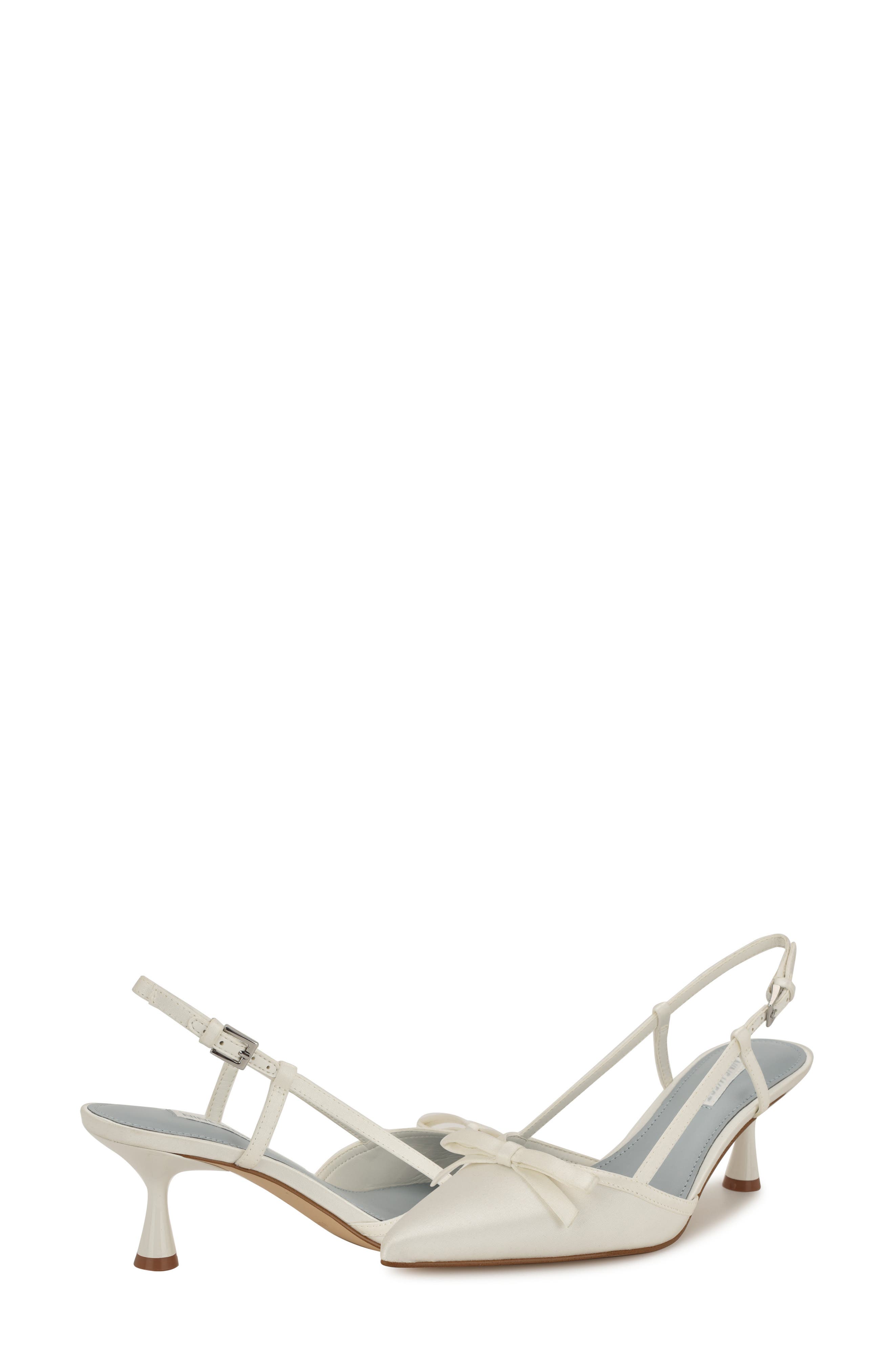 Nine West Reega Slingback Pointed Toe Pump, Alternate, color, White 140