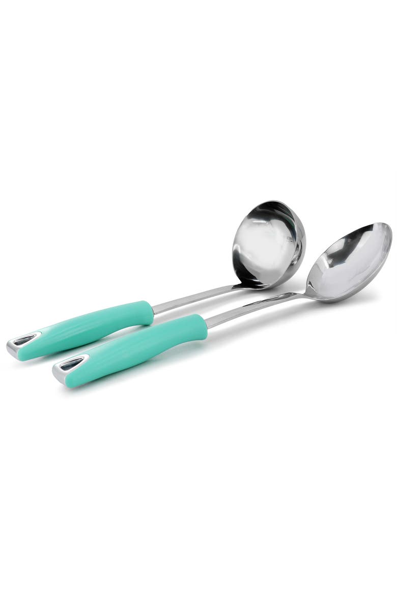 Drexler 2 piece Ladle and Serving Spoon Kitchen Tool Set, Alternate, color, Turquoise