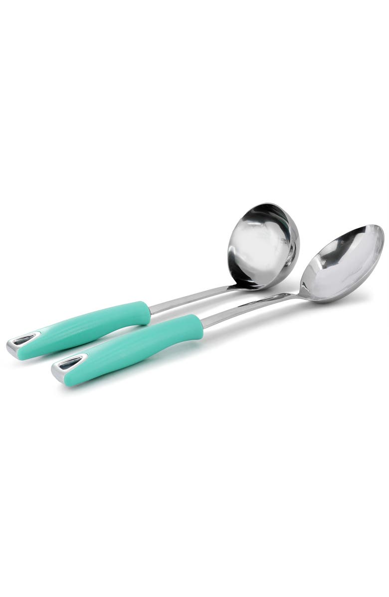 Martha Stewart Everyday Drexler 2 piece Ladle and Serving Spoon Kitchen Tool Set, Alternate, color, Turquoise