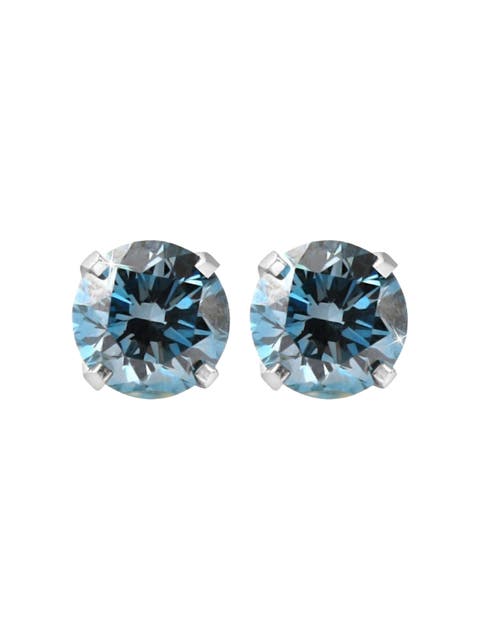 1/2 - 4 Ct Blue Diamond Studs in 14k Gold Lab Grown