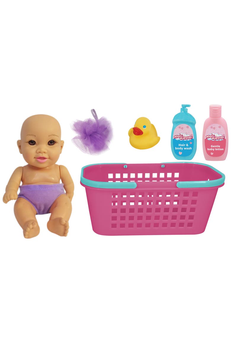 Bath Caddy 8" Baby Doll Playset Doll W/ Brown Eyes, Main, color, Multicolored