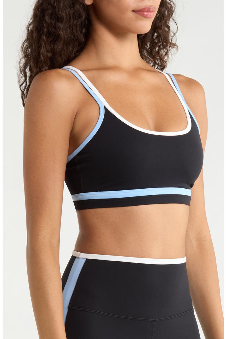 Eva Rigor Double Strap Sports Bra, Alternate, color, BLACK/ SKYLIGHT