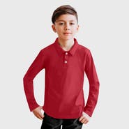 CITY THREADS Boys 100% Cotton Knit Jersey 2-Button Long Sleeve Polo