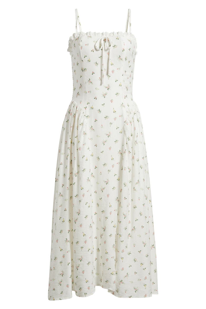 Floral Midi Dress, Alternate, color, WHITE MULTI
