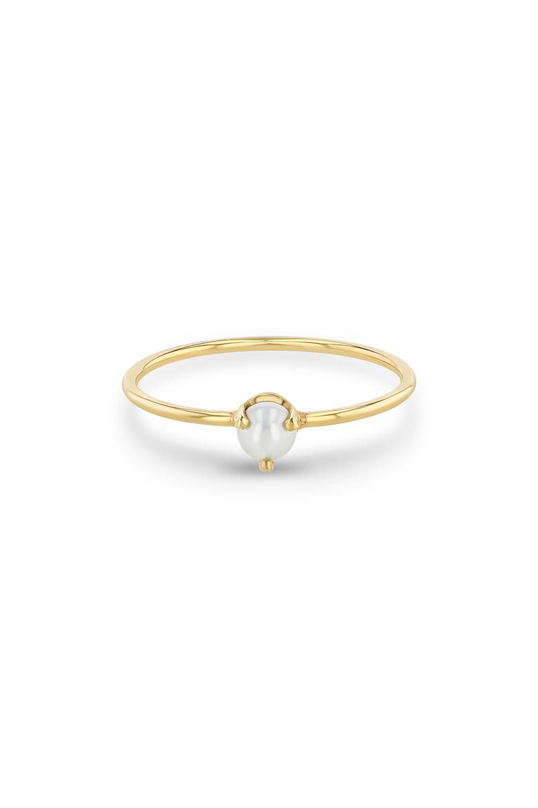 White Pearl Stacking Ring, Main, color, 14K YELLOW GOLD