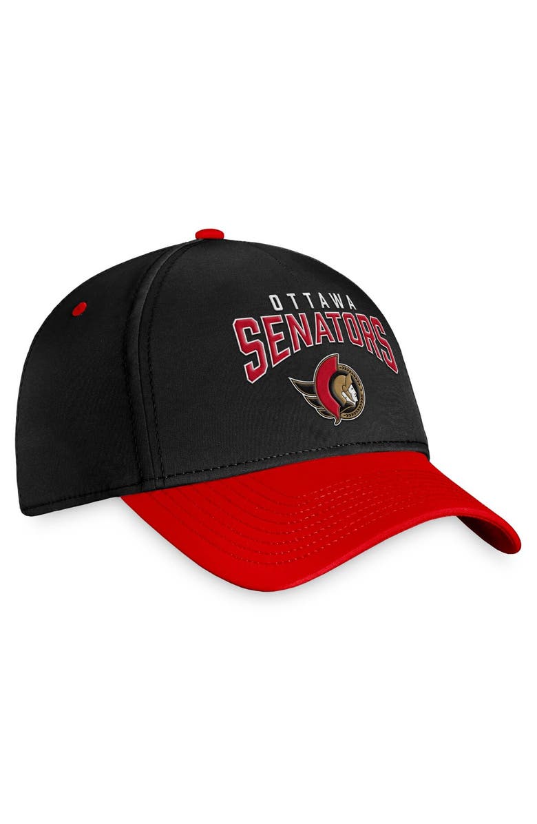 FANATICS Men's Fanatics Branded Black/Red Ottawa Senators Fundamental 2-Tone Flex Hat, Alternate, color,