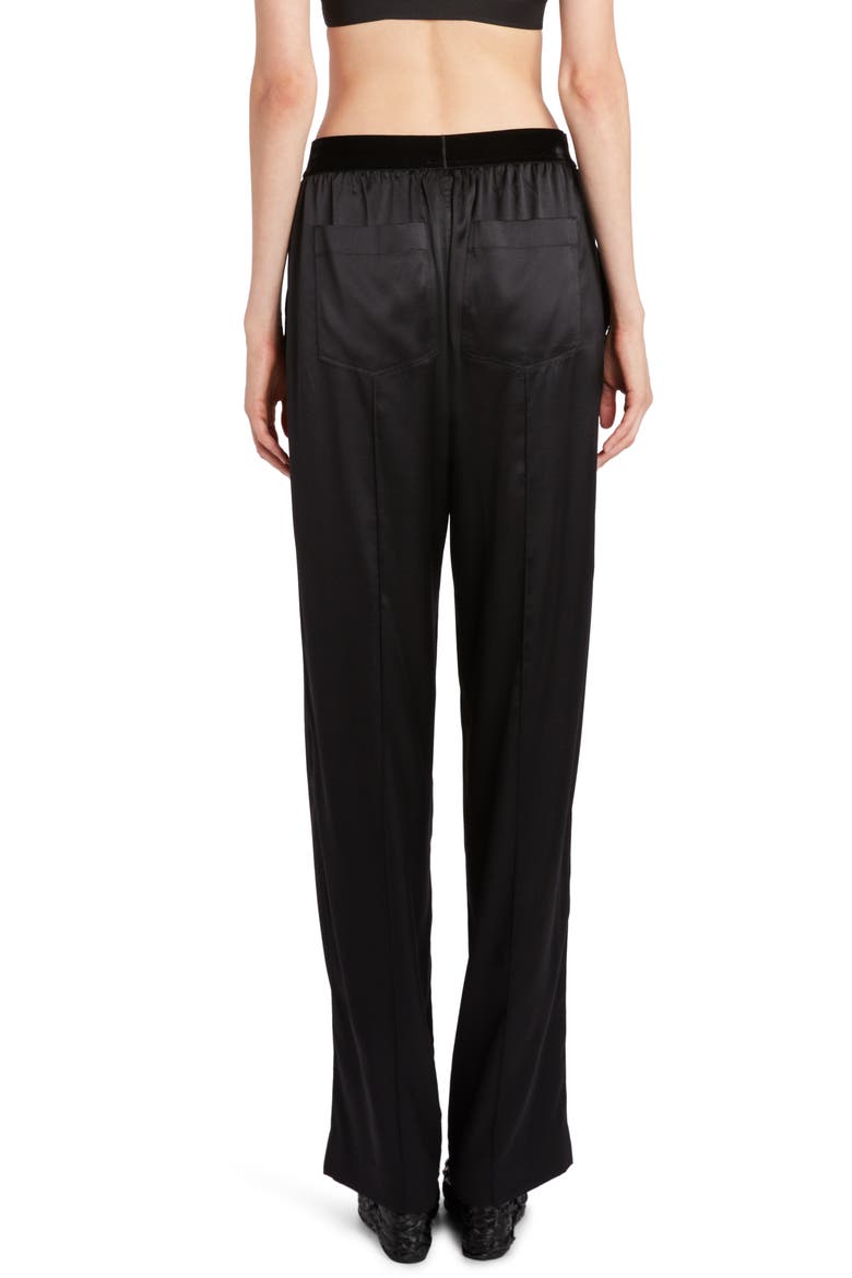 Stretch Silk Satin Pajama Pants, Alternate, color, BLACK
