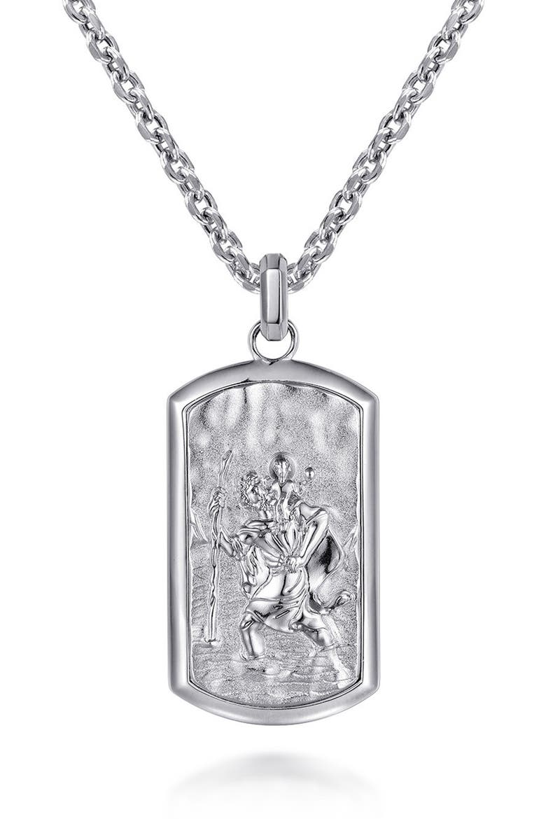 Men's Modern Relics Saint Christopher Medallion Pendant Necklace, Main, color, STERLING SILVER
