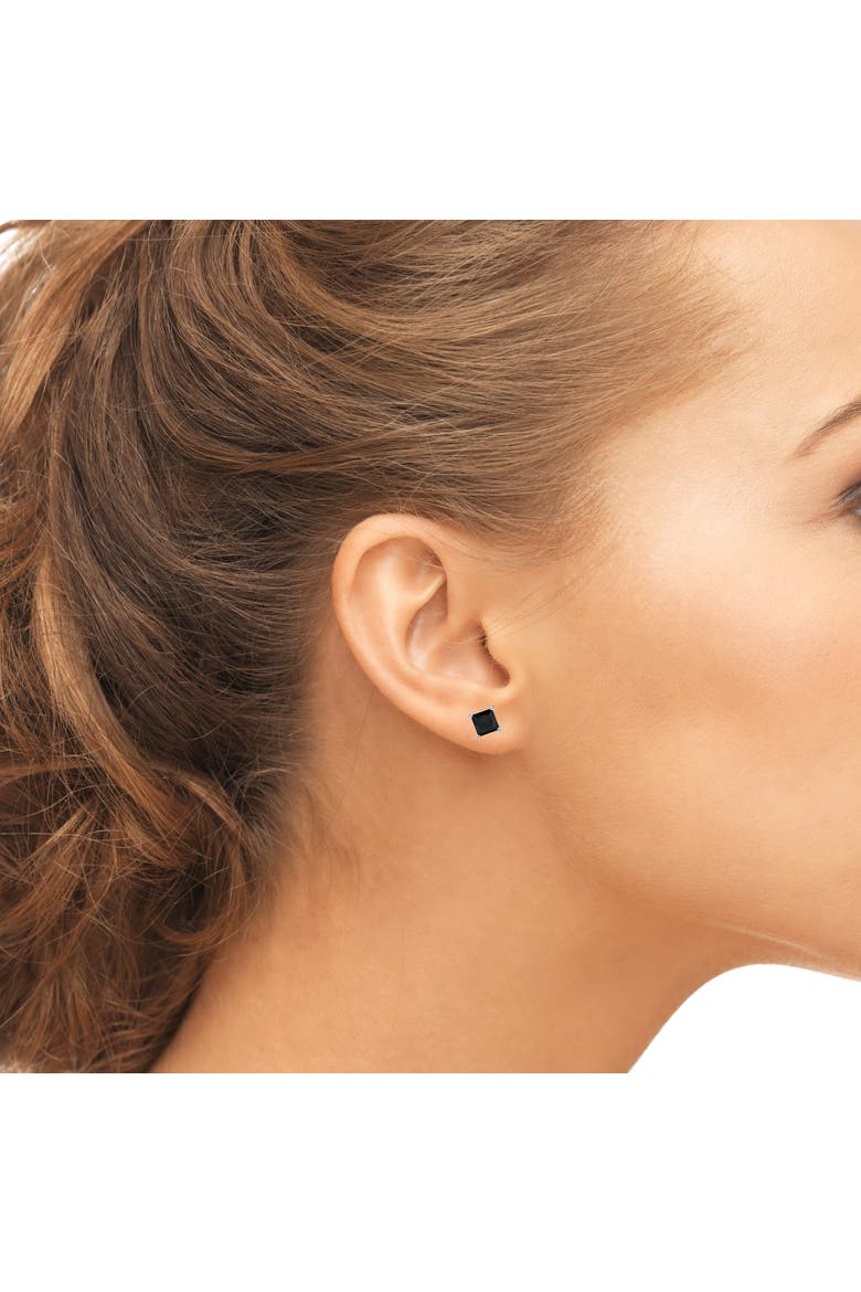 Sterling Silver Black Square Studs, Alternate, color, Black
