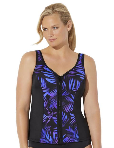 Chlorine Resistant Sweetheart Zip Front Tankini Top