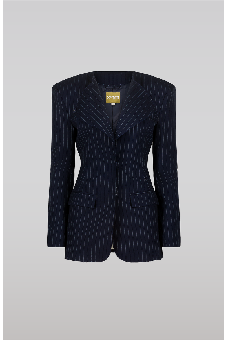 Navy Pinstripe Suit Jacket, Alternate, color, Navy