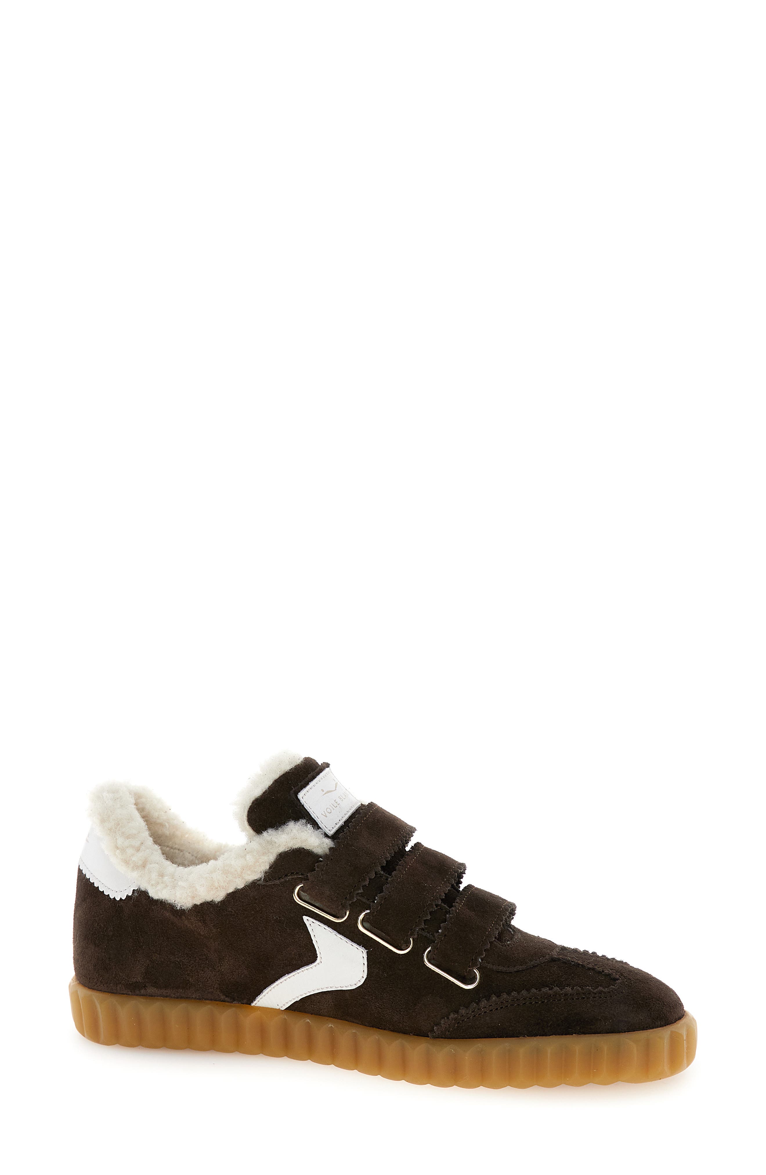 Voile Blanche Ines Faux Shearling Sneaker, Alternate, color, Dk Brown