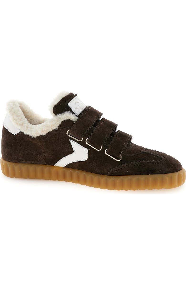 Voile Blanche Ines Faux Shearling Sneaker, Alternate, color, Dk Brown