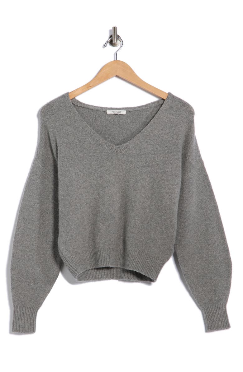 Madewell V-Neck Wedge Sweater, Alternate, color, Heather Mid Grey