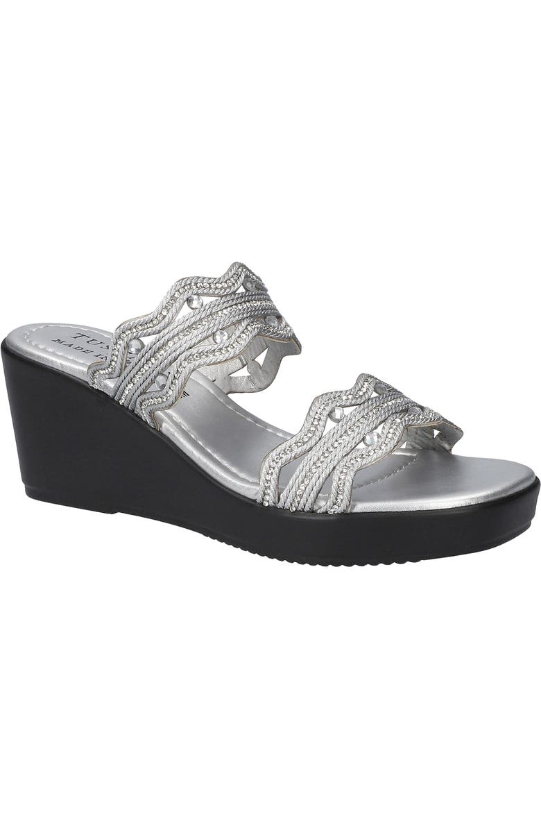 EASY STREET Selva Platform Wedge Slide Sandal, Main, color, Silver