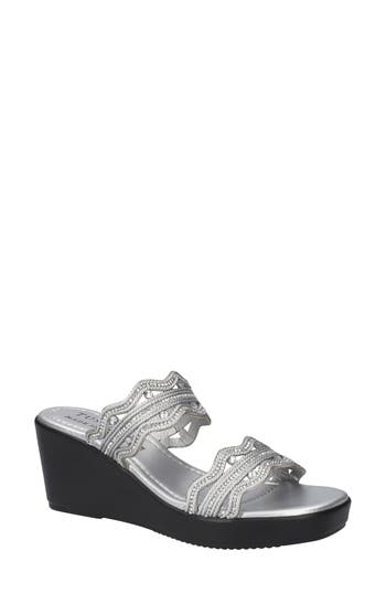 Easy Street Selva Platform Wedge Slide Sandal In Silver