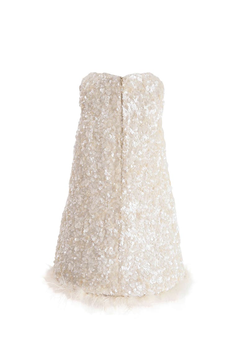 Sequin Feather Dress, Alternate, color, Ivory