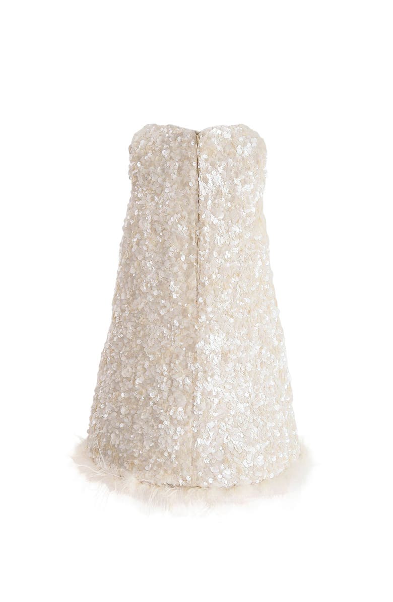 Tulleen Sequin Feather Dress, Alternate, color, Ivory