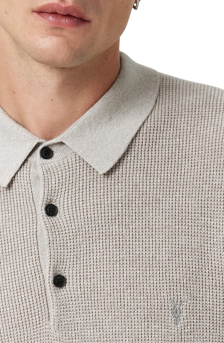 AllSaints Waffle Knit Polo, Alternate, color, Light Grey