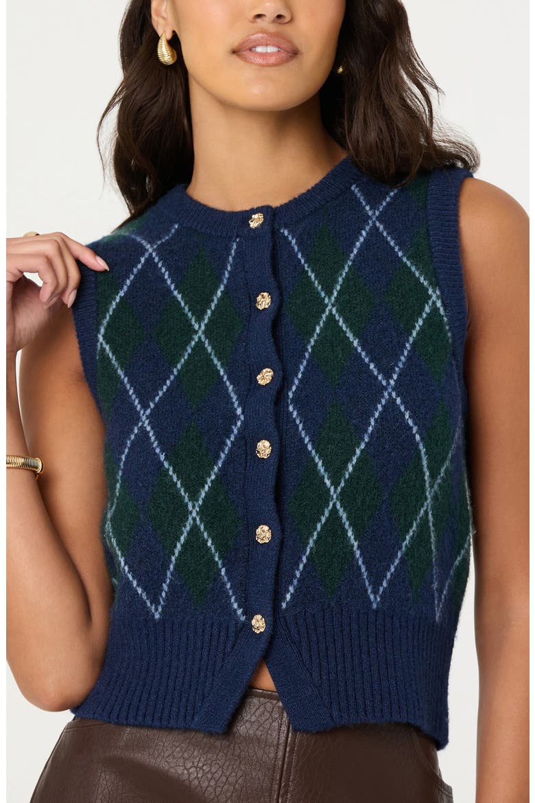 Abbie Argyle Sweater Vest, Alternate, color, GREEN BLUE ARGYLE